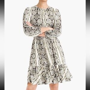 J. Crew Black and White Snake Print Midi Dress